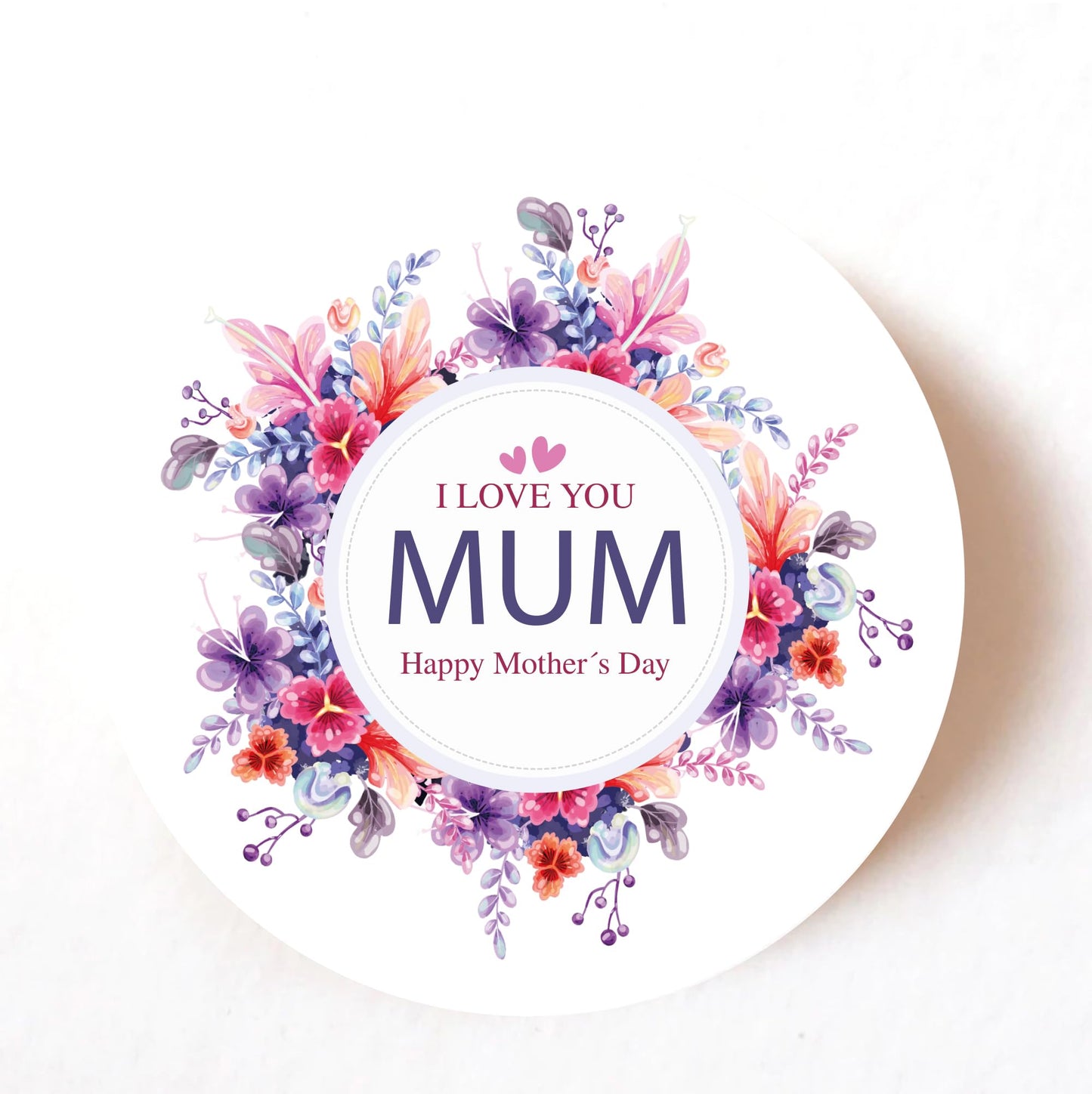 Mother's Day Floral Wreath 40mm round self-adhesive paper labels