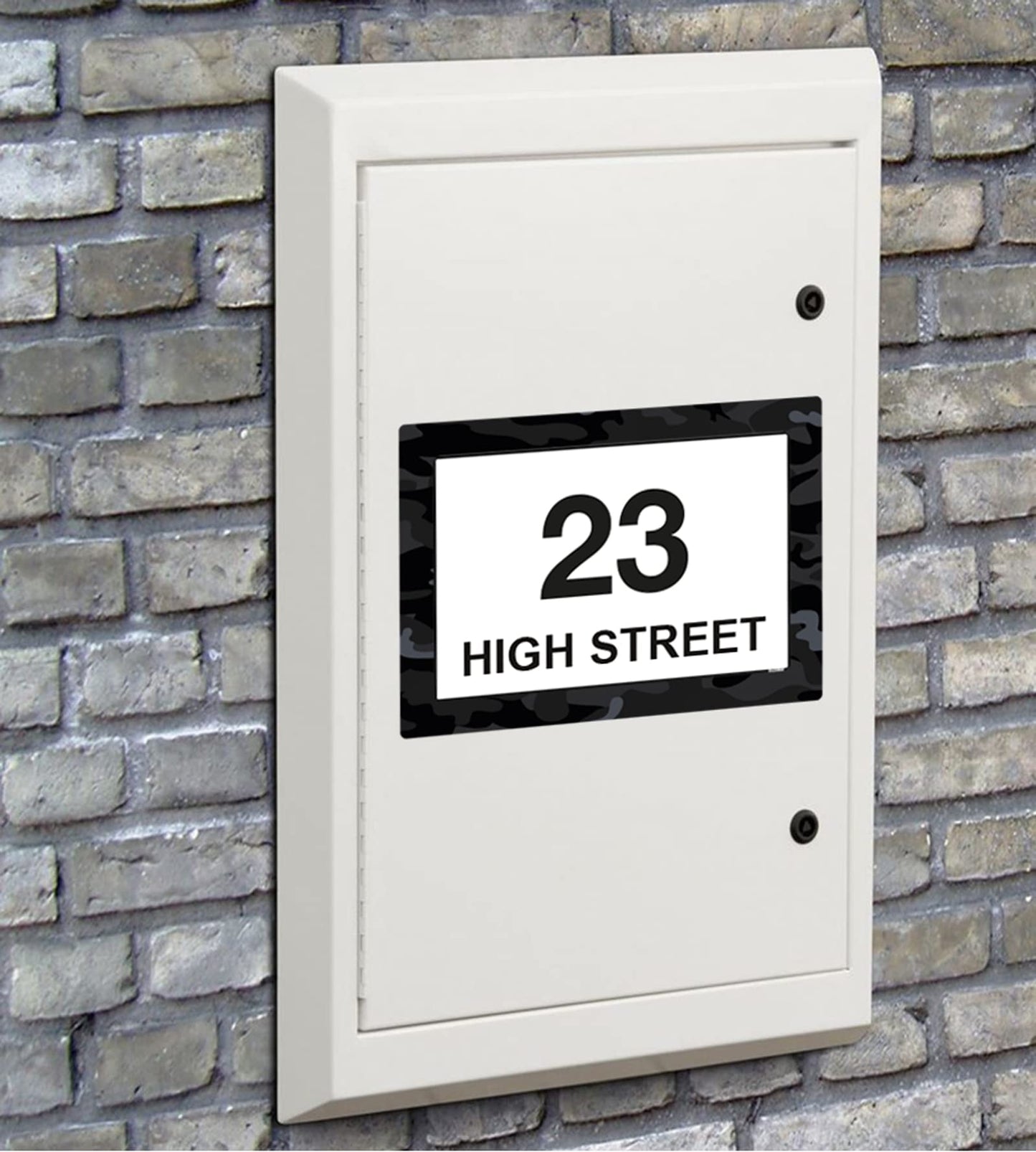 Black Camouflage wheelie bin sticker details and application example