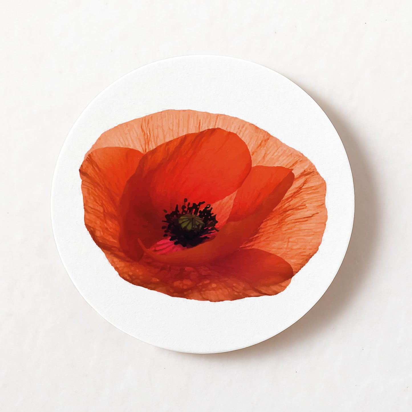 Lest We Forget Red Poppy Flower 40mm round self-adhesive paper labels