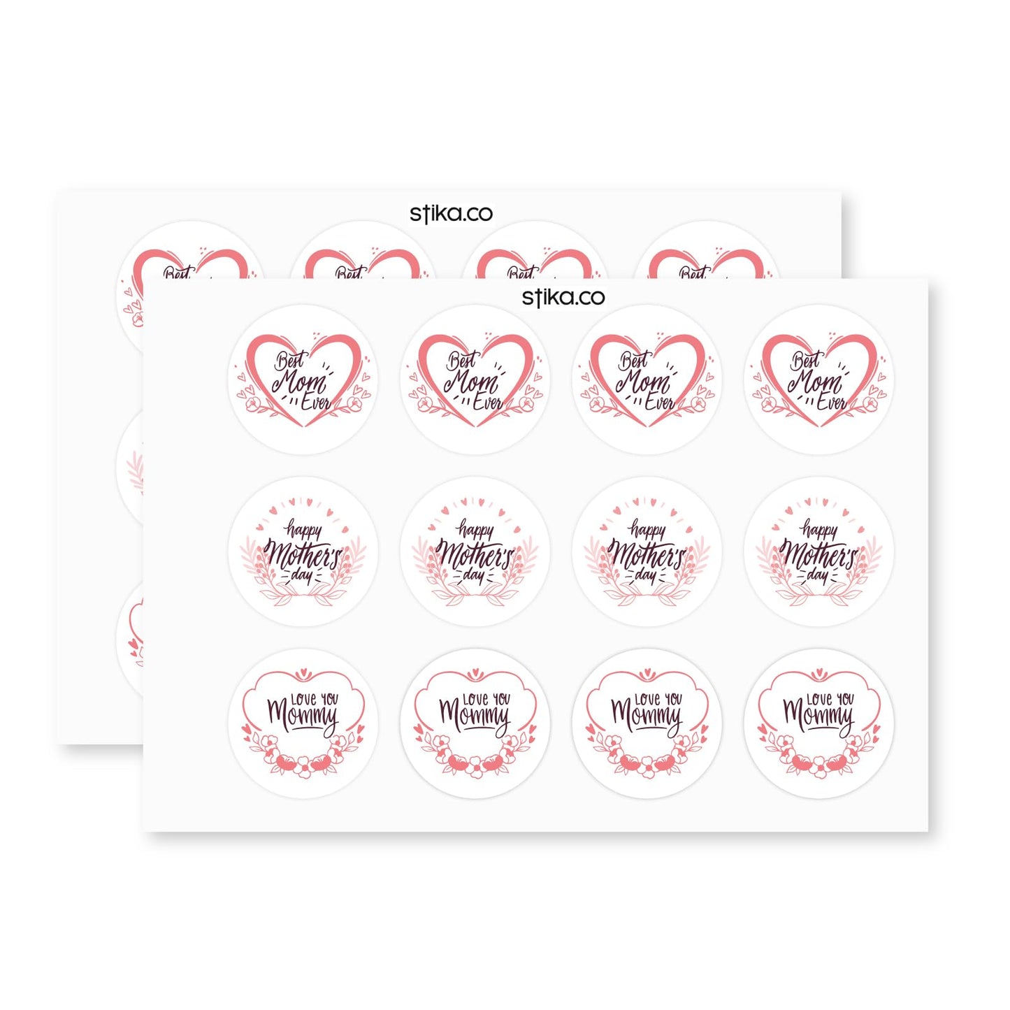 Mother's Day Best Mom 40mm round self-adhesive paper labels