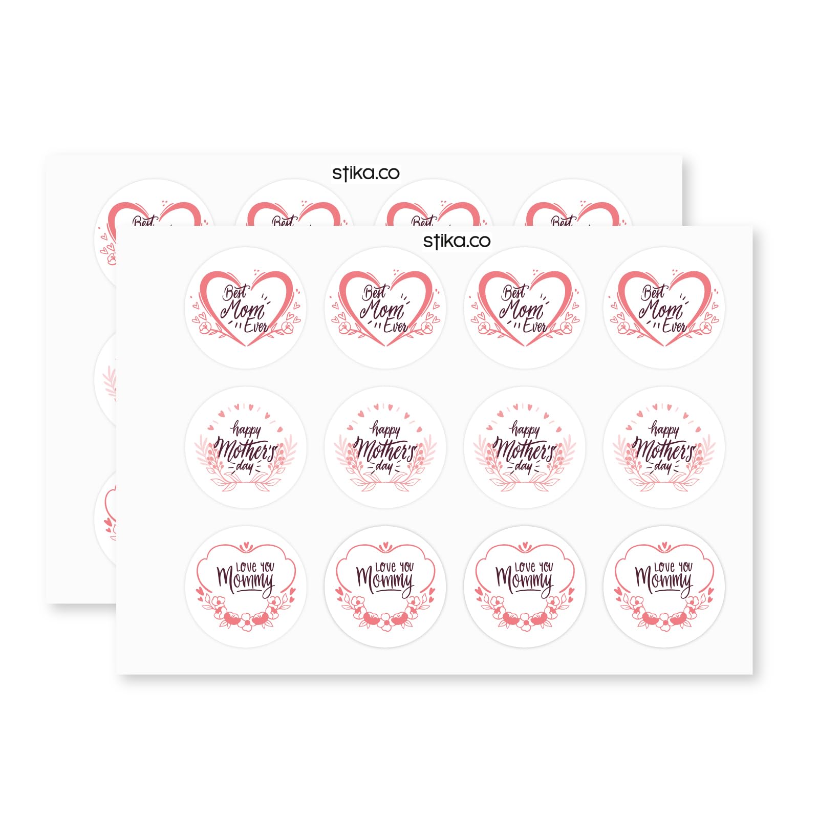 Mother's Day Best Mom 40mm round self-adhesive paper labels