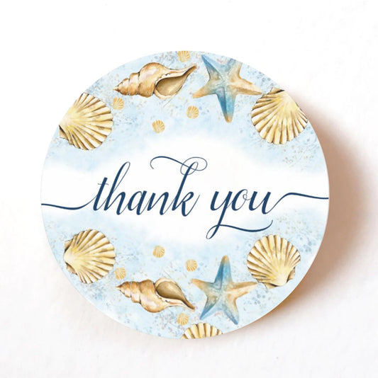 Nautical Thank You 40mm round self-adhesive paper labels