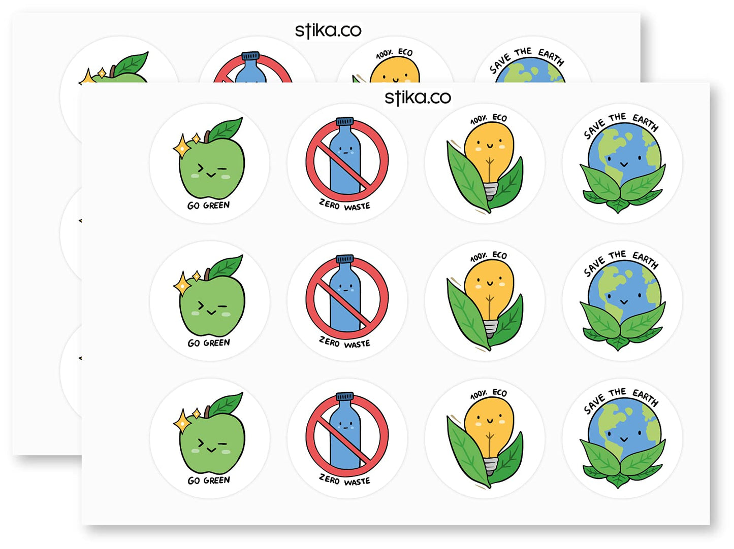 Go Green Save the Earth paper stickers supplied on A5 sheets of 12 - view 3
