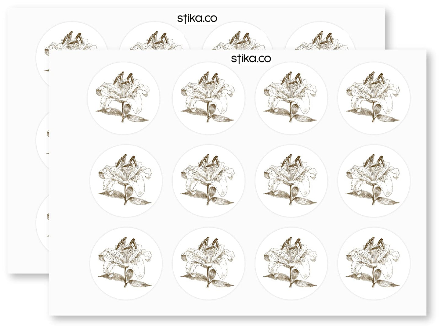Sketched Tiger-Lily paper stickers supplied on A5 sheets of 12 - view 2