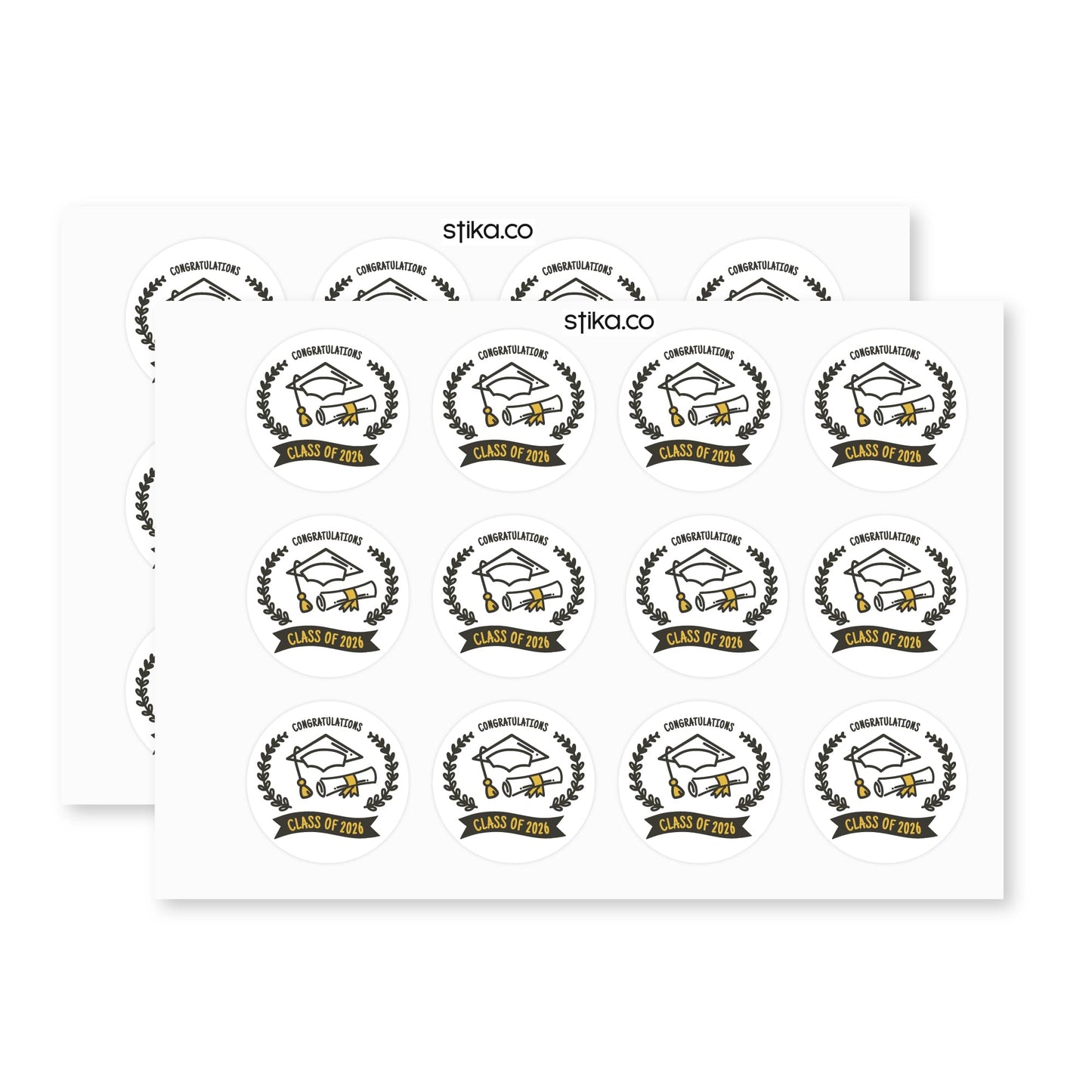 Graduation 2026 paper stickers supplied on A5 sheets of 12 - view 3