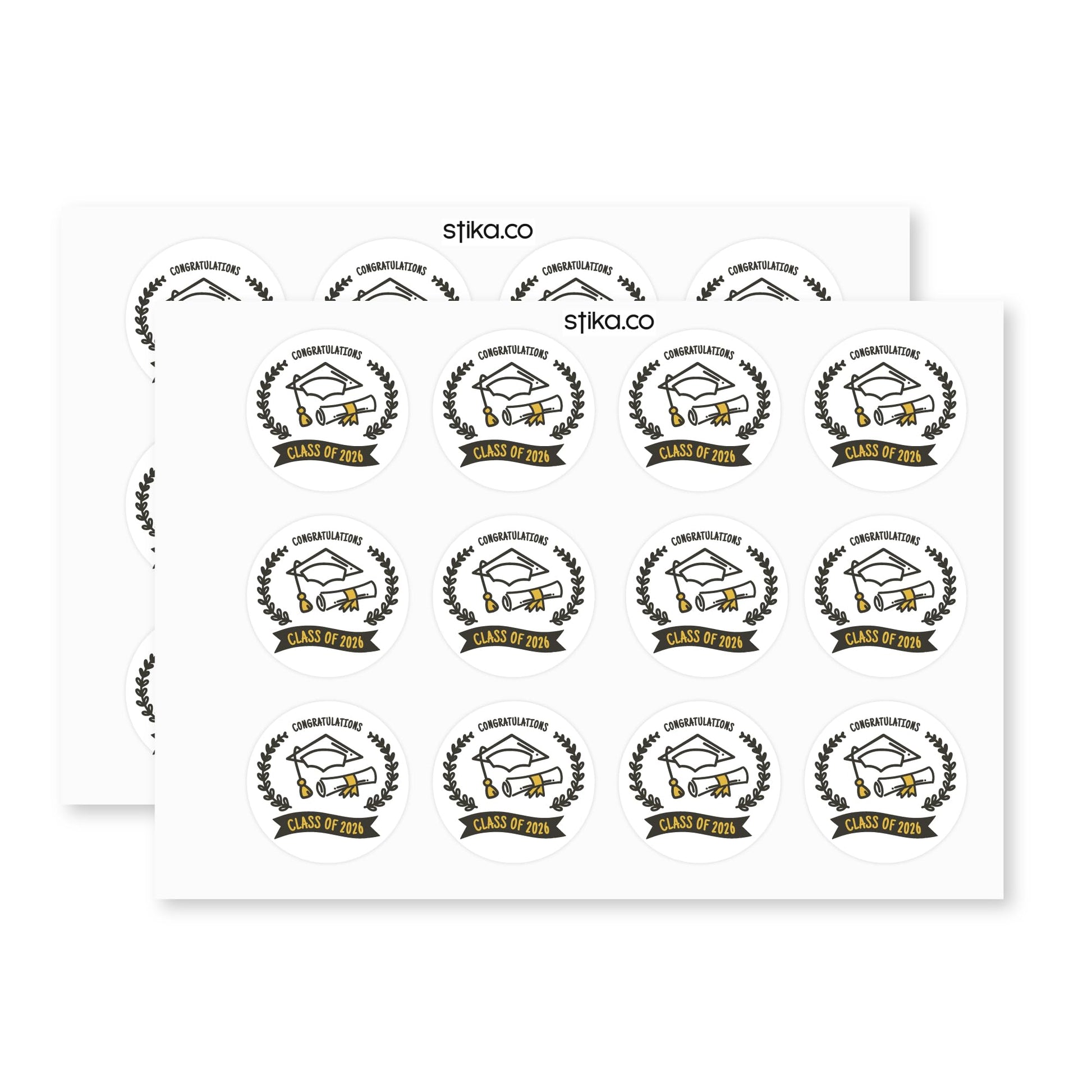 Graduation 2026 paper stickers supplied on A5 sheets of 12 - view 3