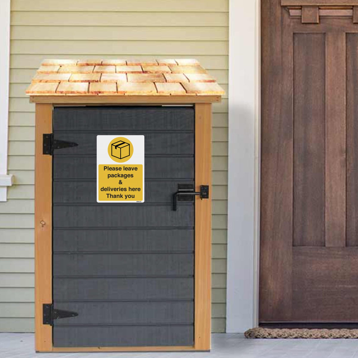 Please Leave All Deliveries Here sign