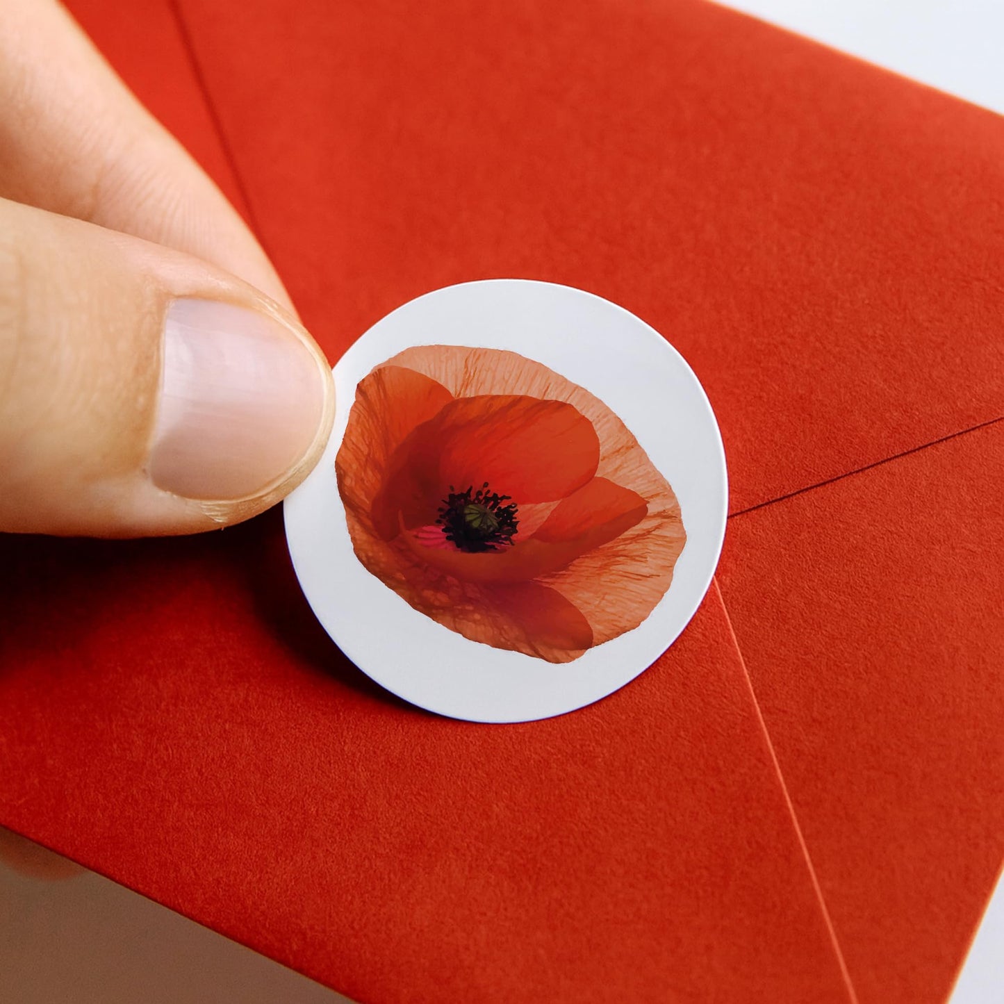 Lest We Forget Red Poppy Flower paper stickers supplied on A5 sheets of 12 - view 4