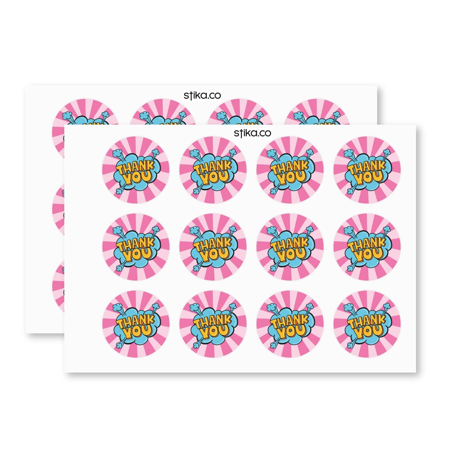 Pink Thank You paper stickers supplied on A5 sheets of 12 - view 3