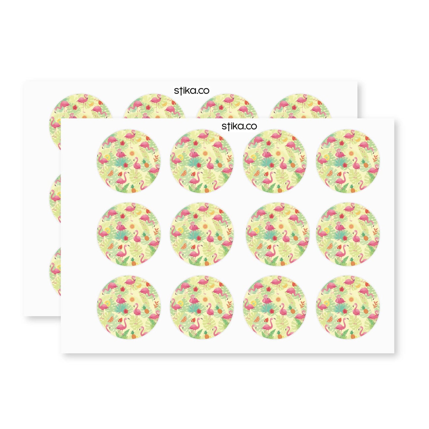 Multi Pink Flamingo paper stickers supplied on A5 sheets of 12 - view 3