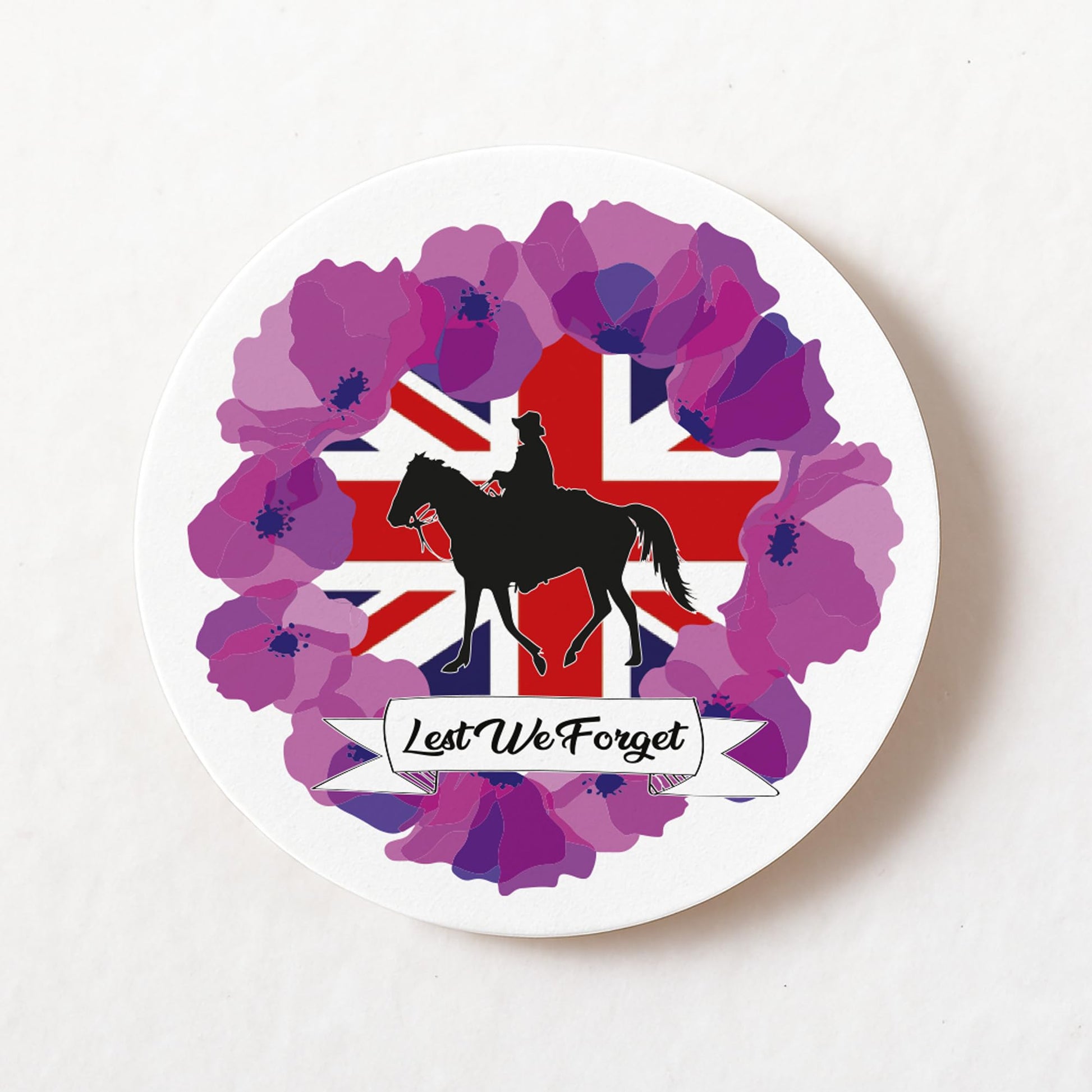 Purple Poppy Wreath 40mm round self-adhesive paper labels