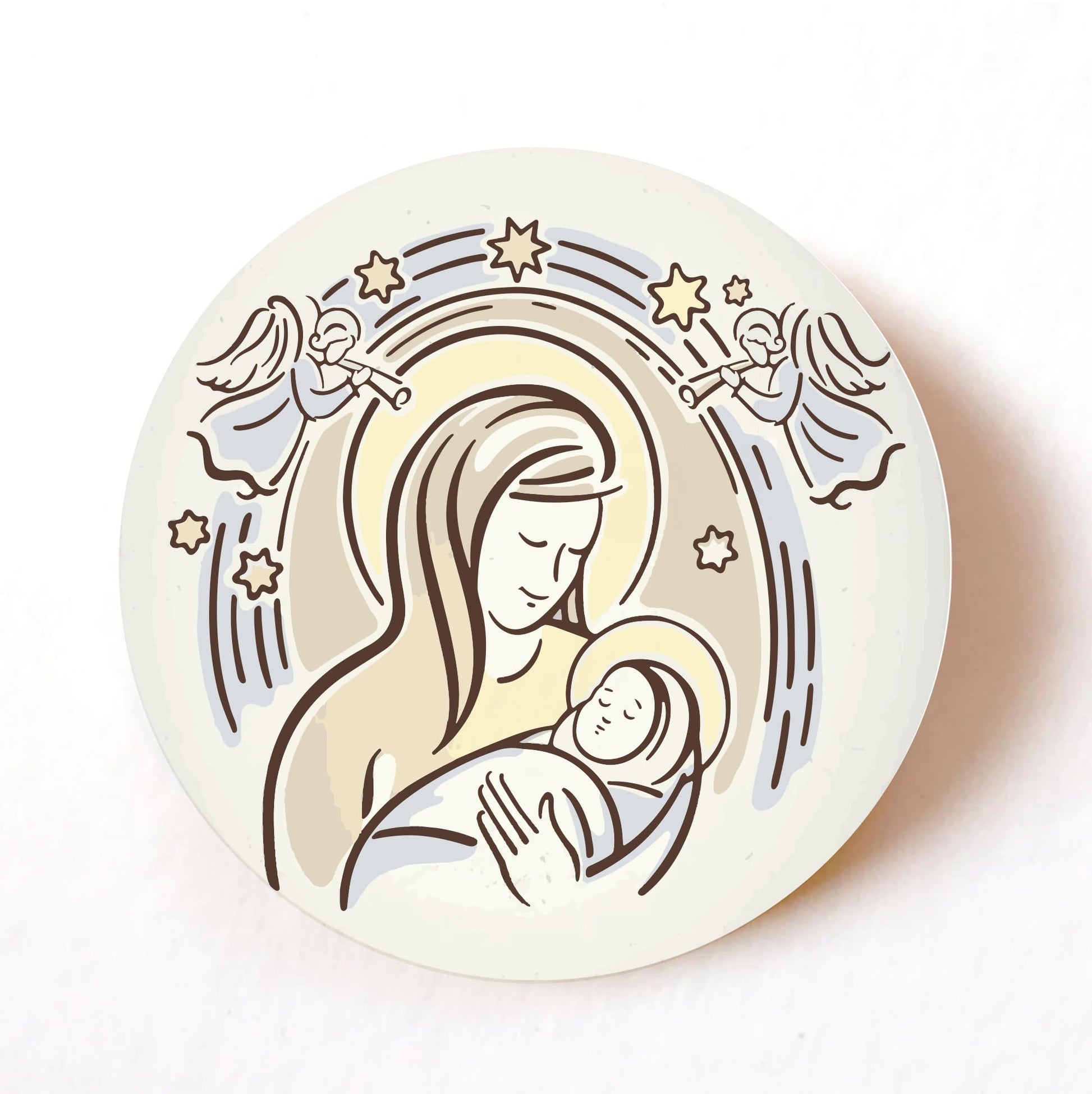 Nativity Christmas 40mm round self-adhesive paper labels