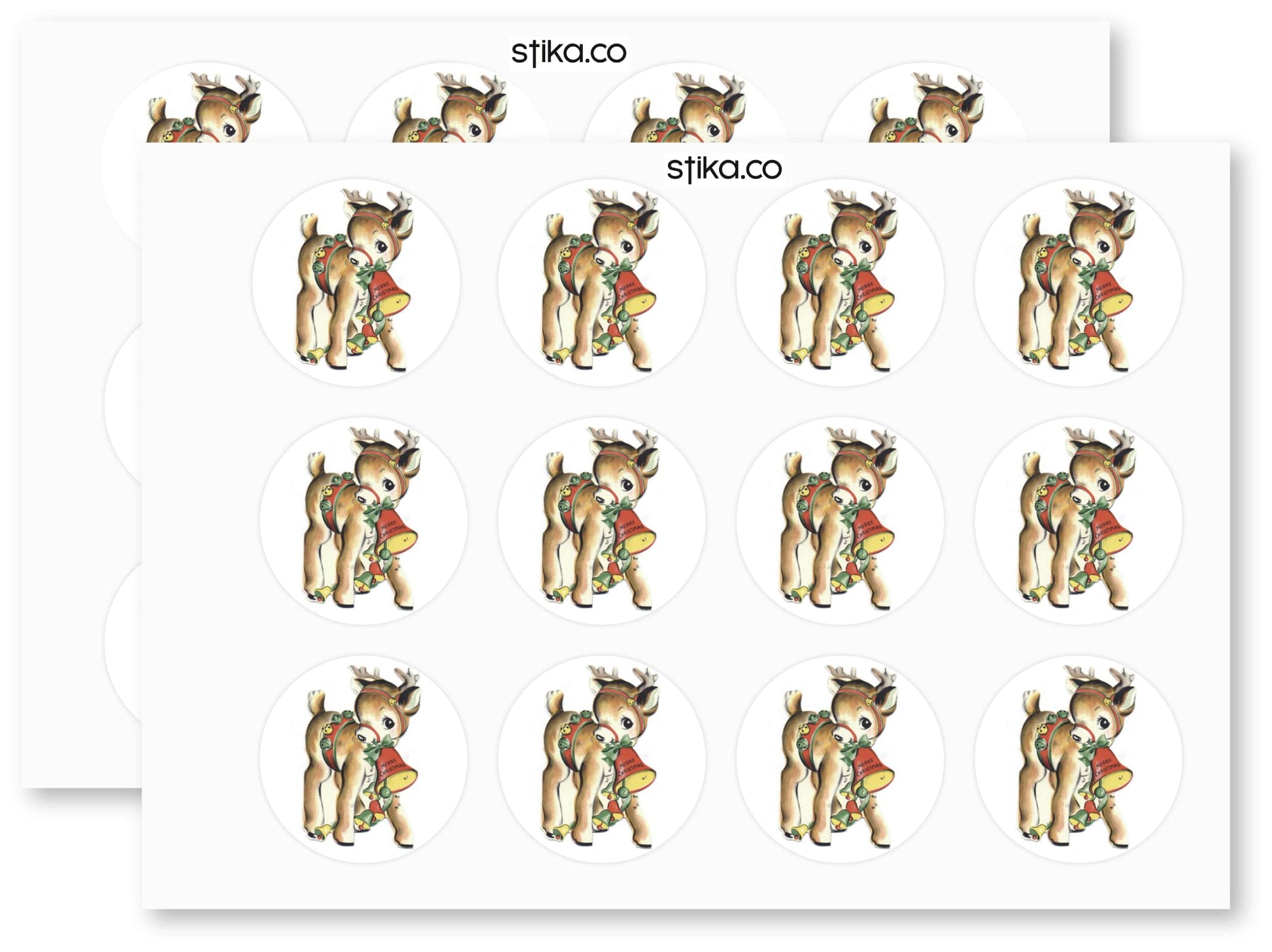 Vintage Reindeer paper stickers supplied on A5 sheets of 12 - view 6