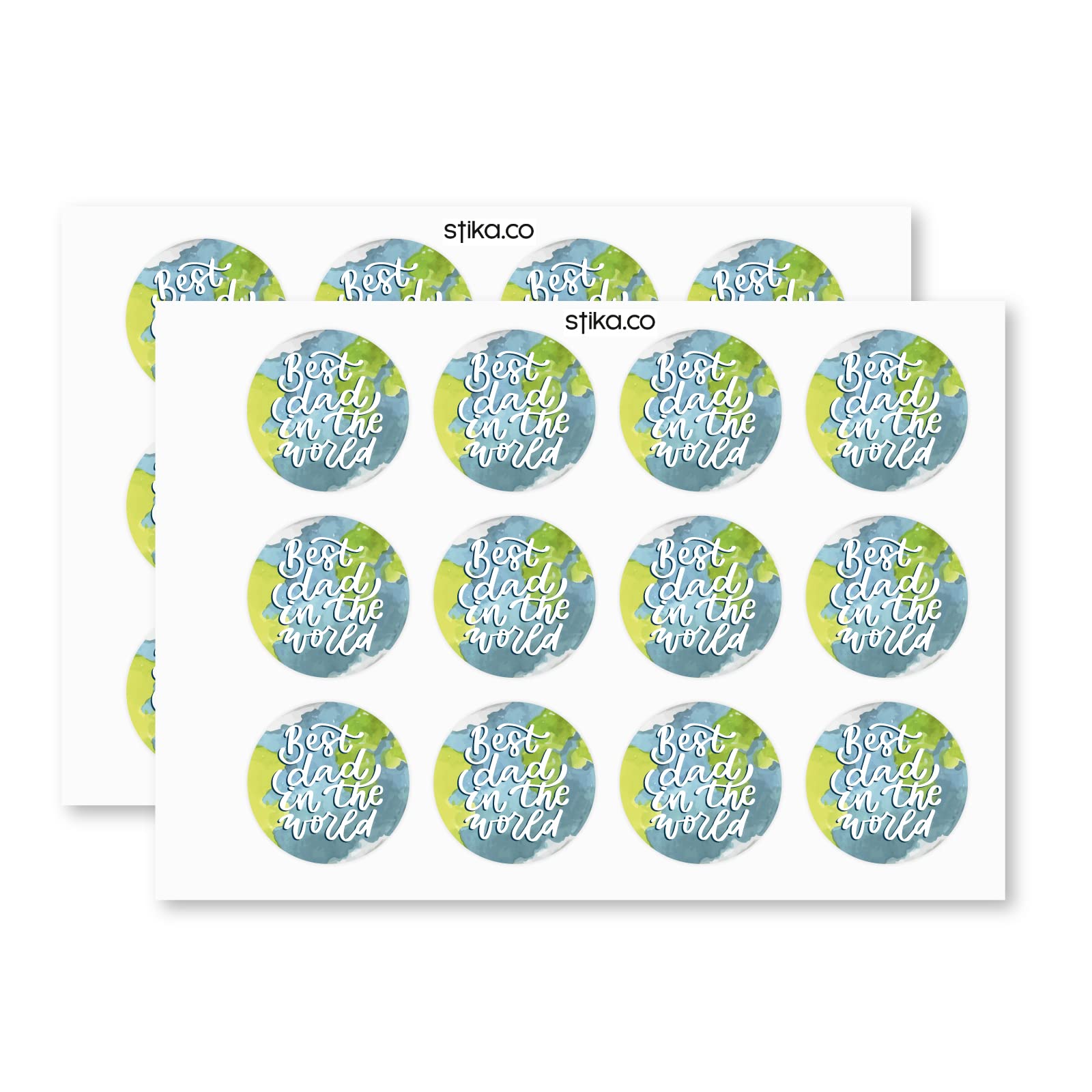 Best Dad in the World paper stickers supplied on A5 sheets of 12 - view 3