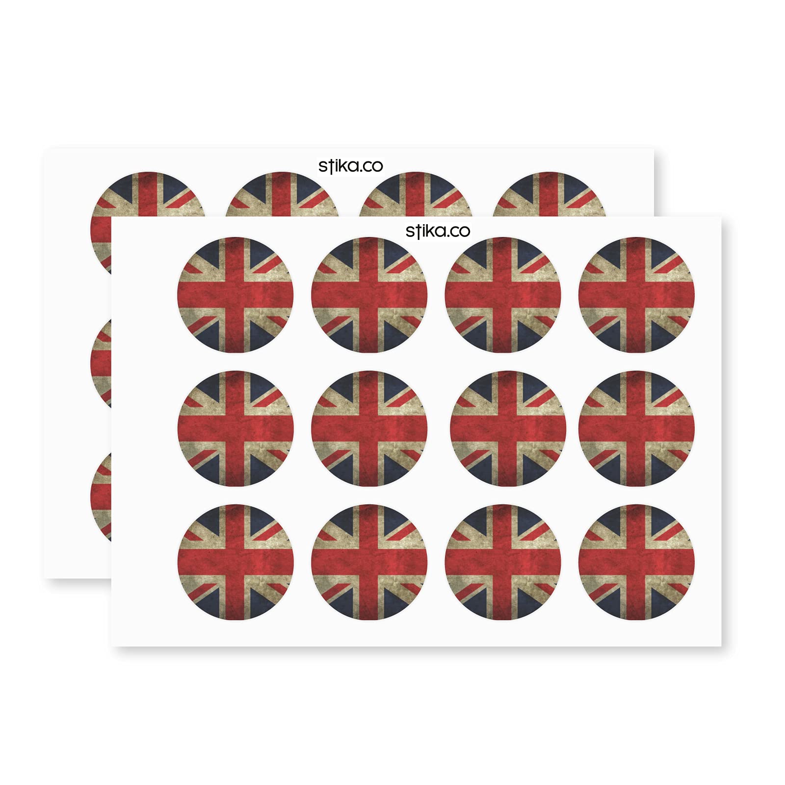 Vintage British Union Jack Flag paper stickers supplied on A5 sheets of 12 - view 3