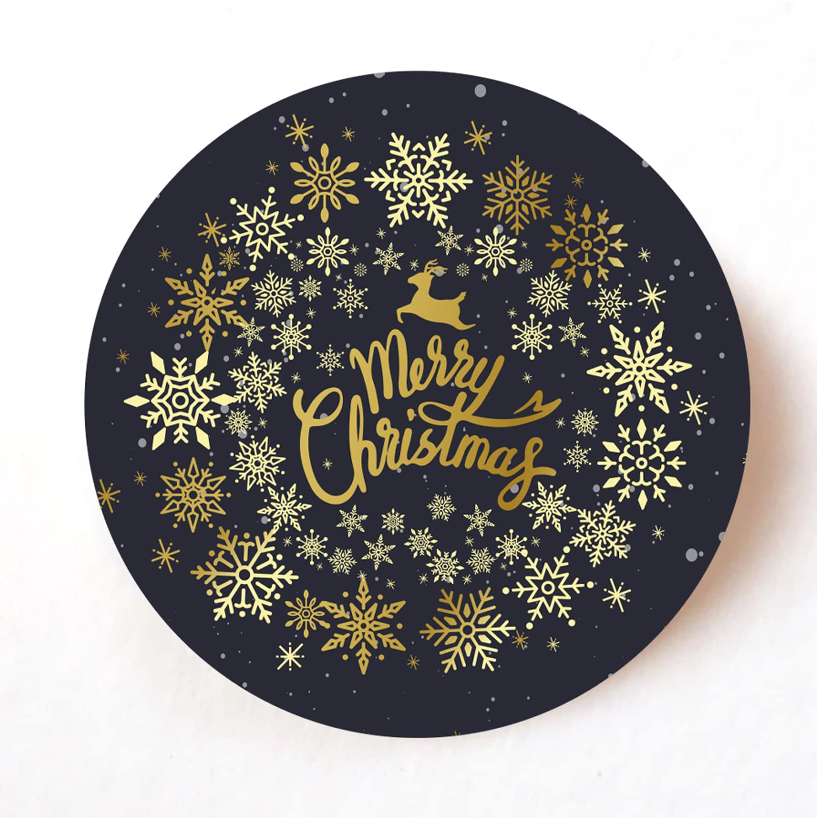 Navy Merry Christmas 40mm round self-adhesive paper labels