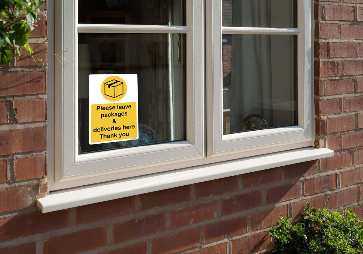 Please Leave All Deliveries Here sign