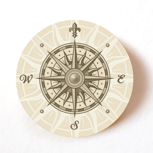 Vintage Nautical Compass Rose 40mm round self-adhesive paper labels