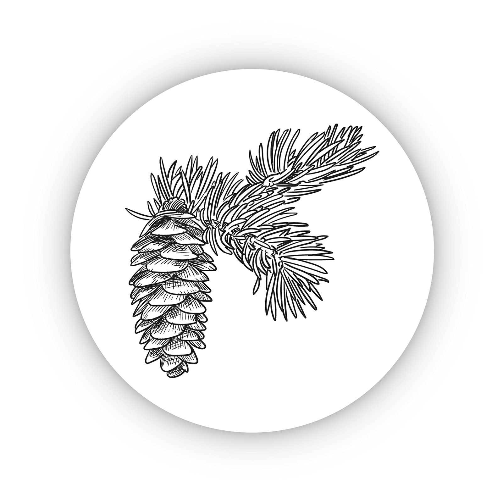 Pine Branches 40mm round self-adhesive paper labels