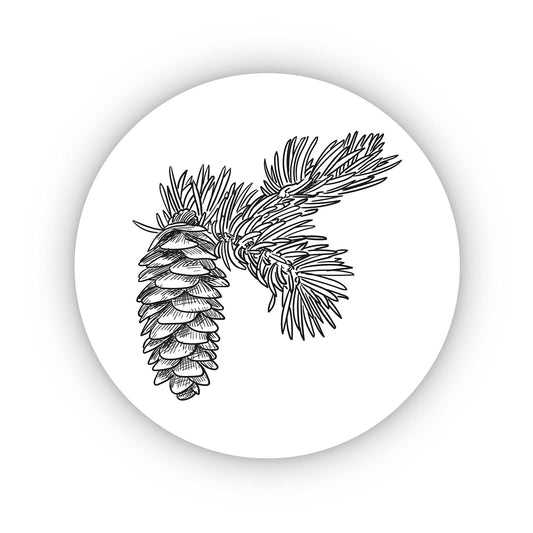 Pine Branches 40mm round self-adhesive paper labels