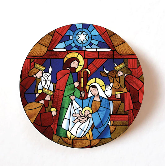 Holy Family Nativity Christmas 40mm round self-adhesive paper labels