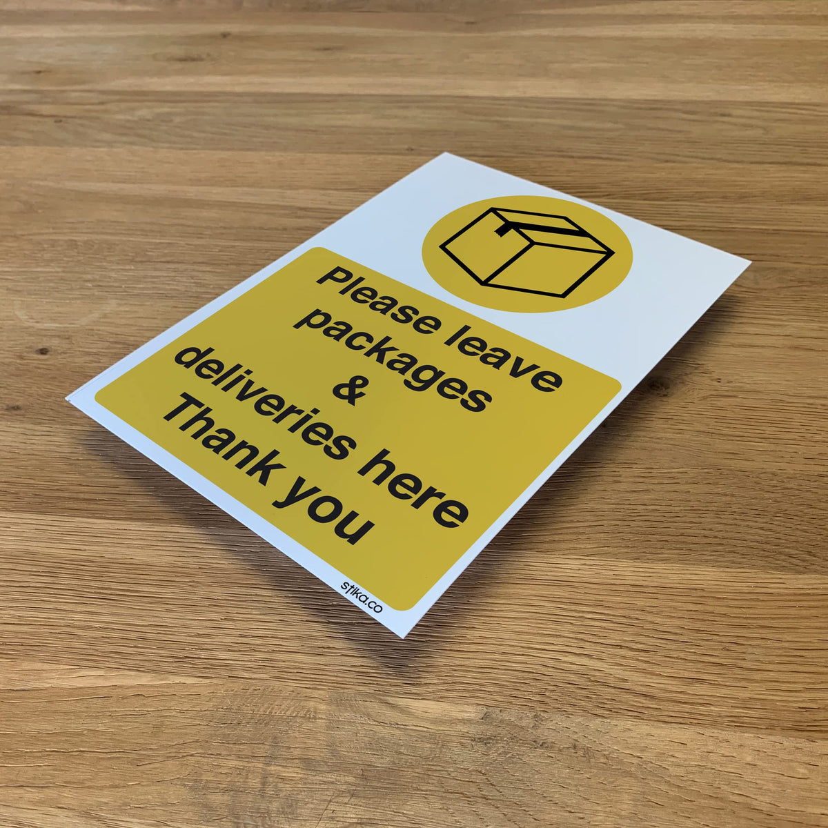 Please Leave All Deliveries Here sign