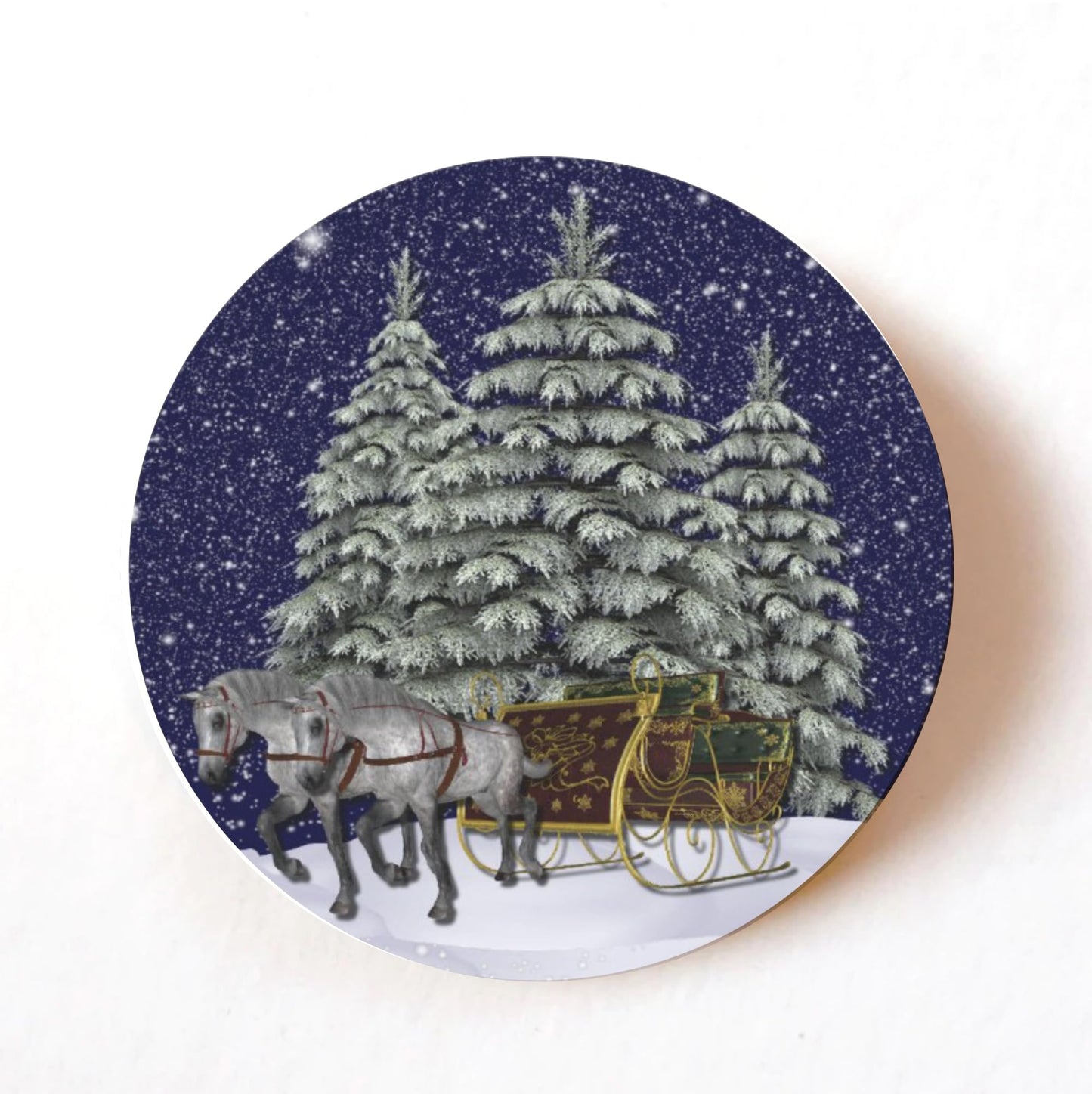 Vintage Horse Sleigh 40mm round self-adhesive paper labels