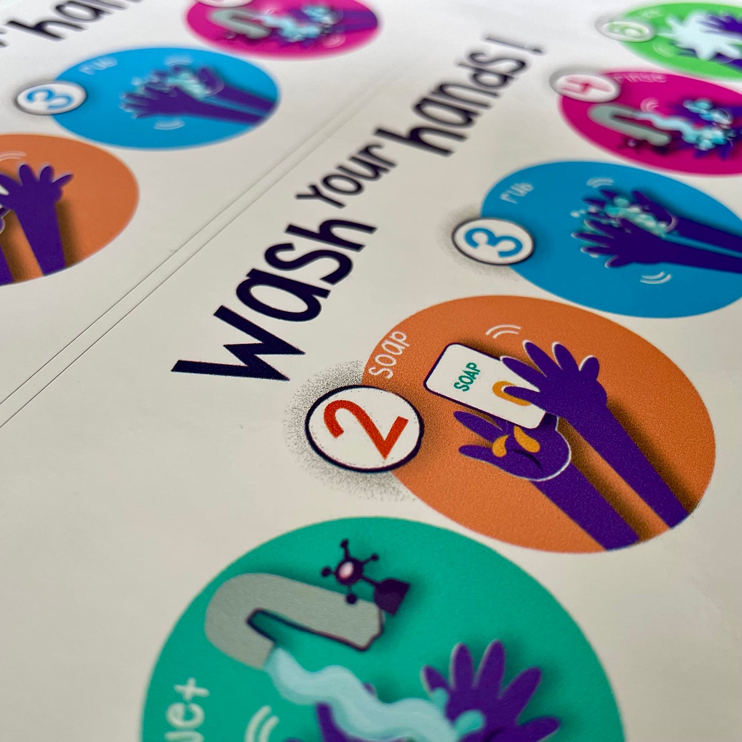 Set of 2 Children's Hand-Washing Technique Stickers - product detail