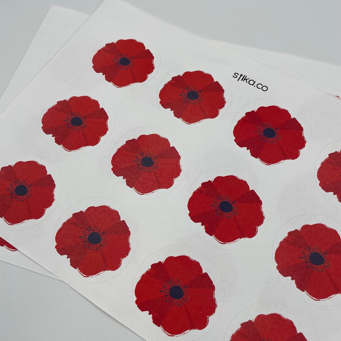 Red Poppy paper stickers supplied on A5 sheets of 12 - view 9