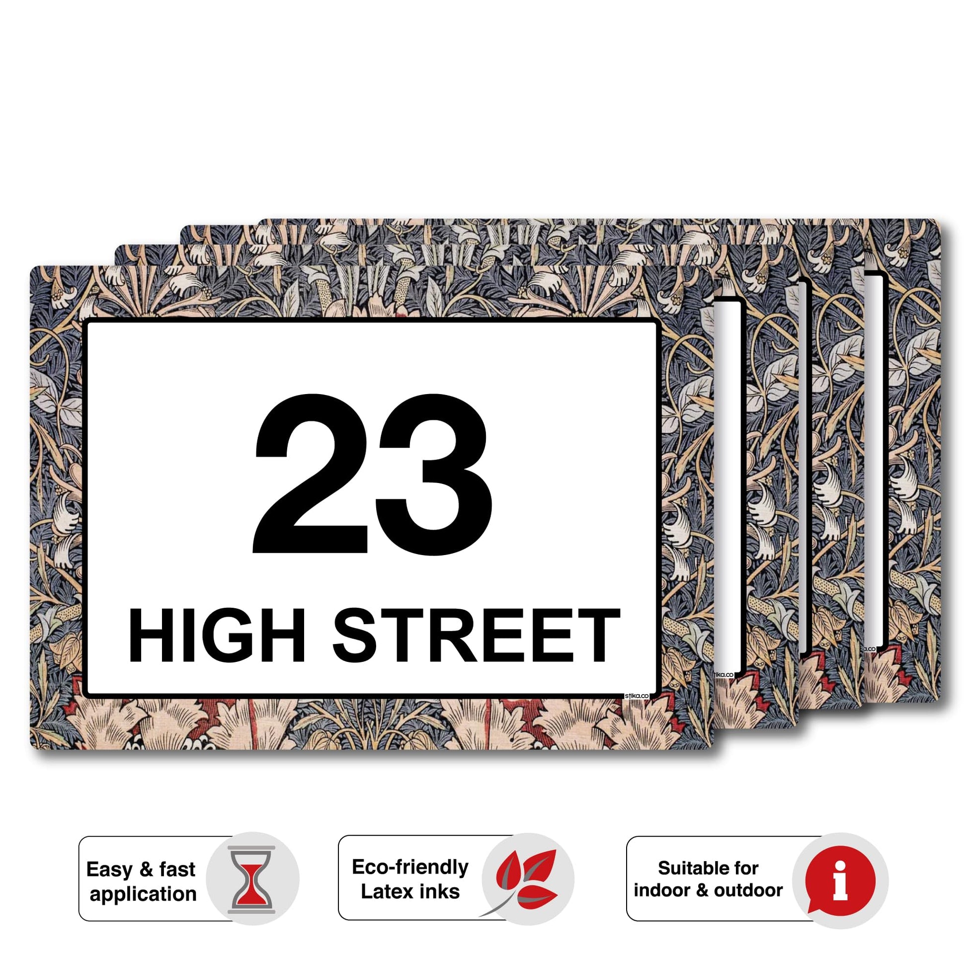 William Morris Honeysuckle wheelie bin sticker details and application example