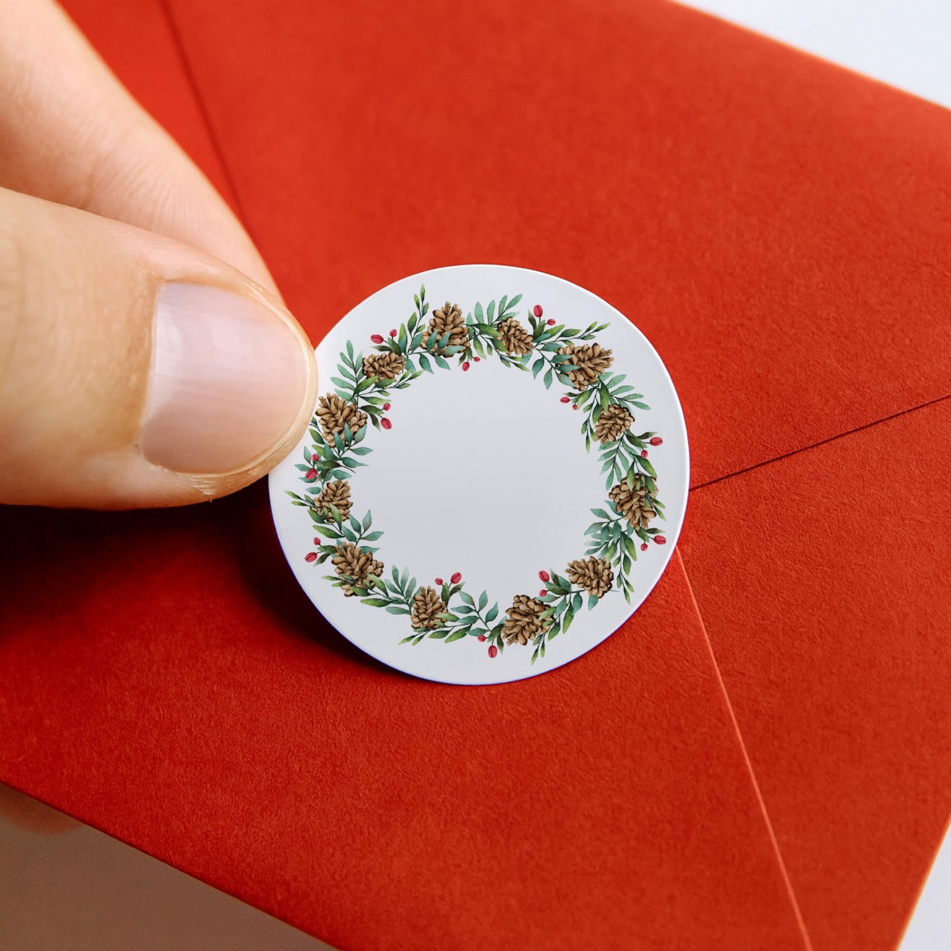 Custom Text Pine Wreath paper stickers supplied on A5 sheets of 12 - view 3