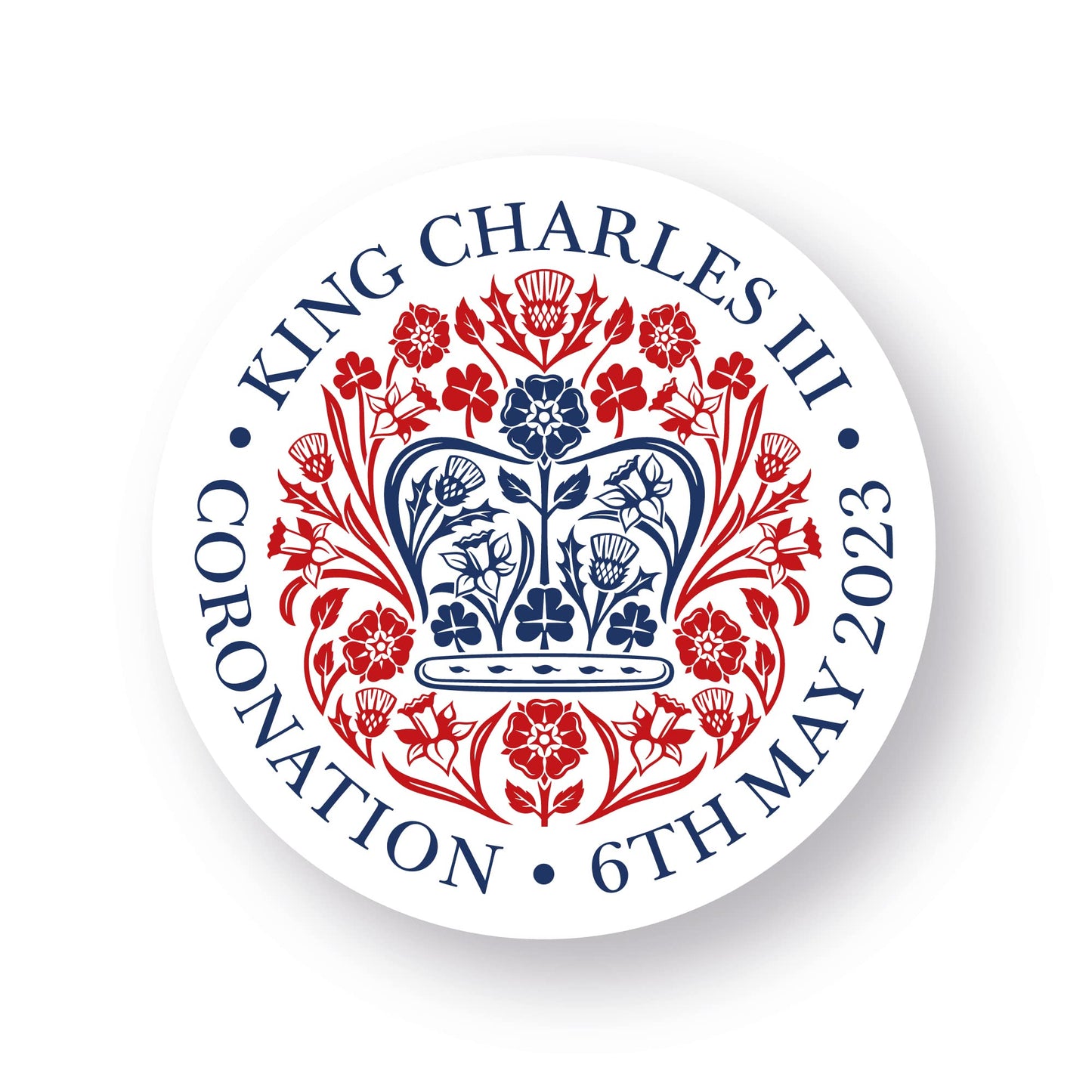 King Coronation Emblem 40mm round self-adhesive paper labels