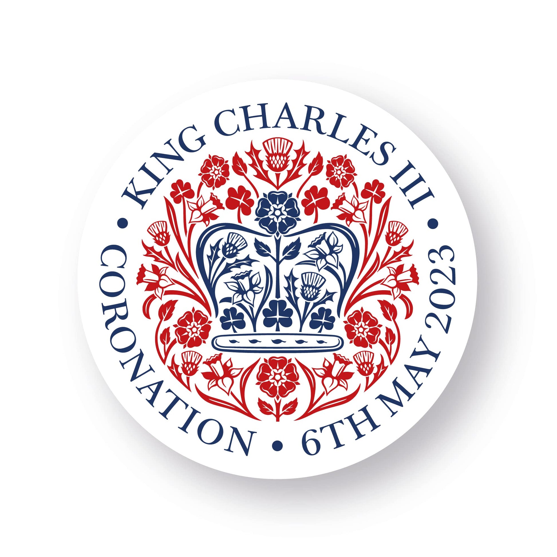 King Coronation Emblem 40mm round self-adhesive paper labels