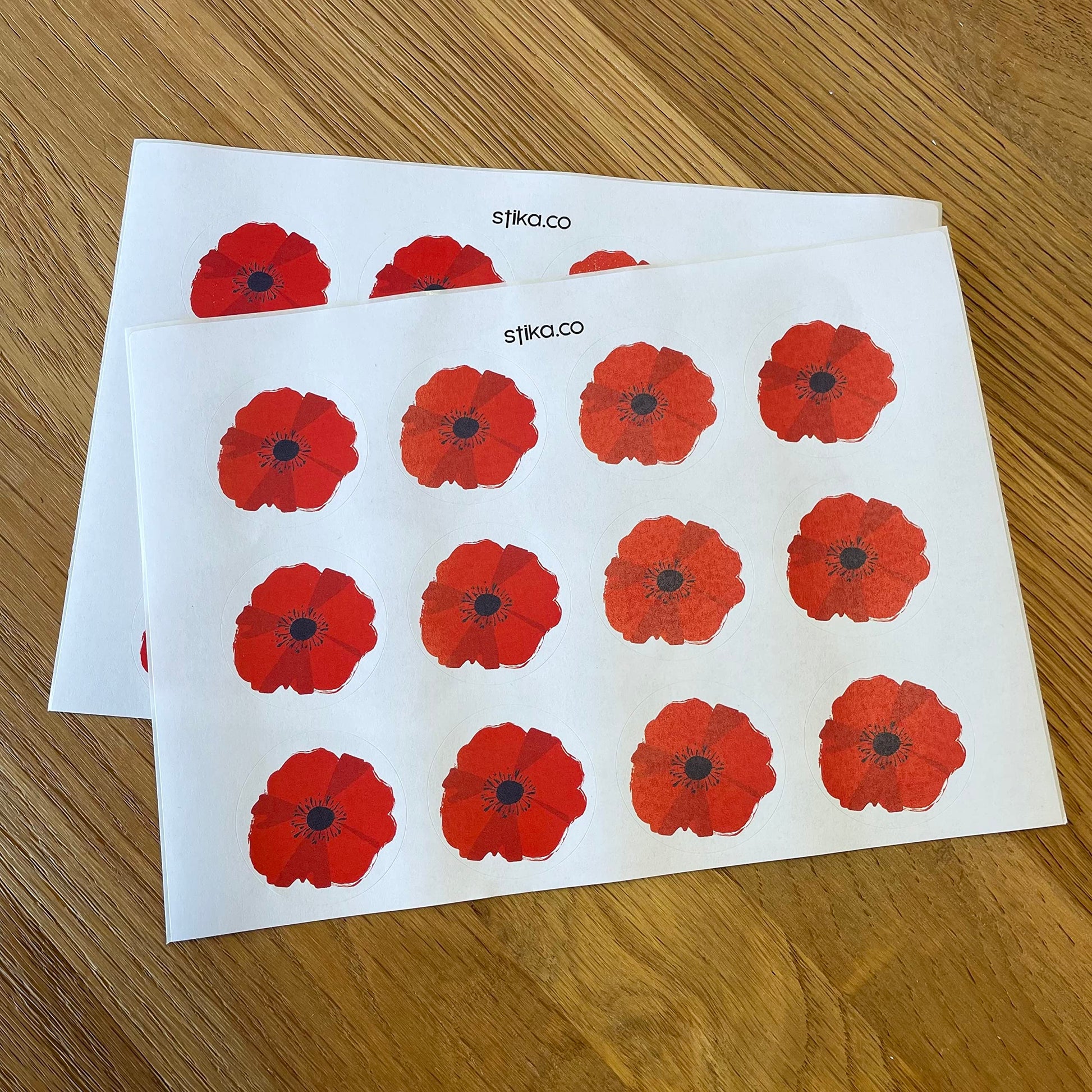 Red Poppy paper stickers supplied on A5 sheets of 12 - view 10