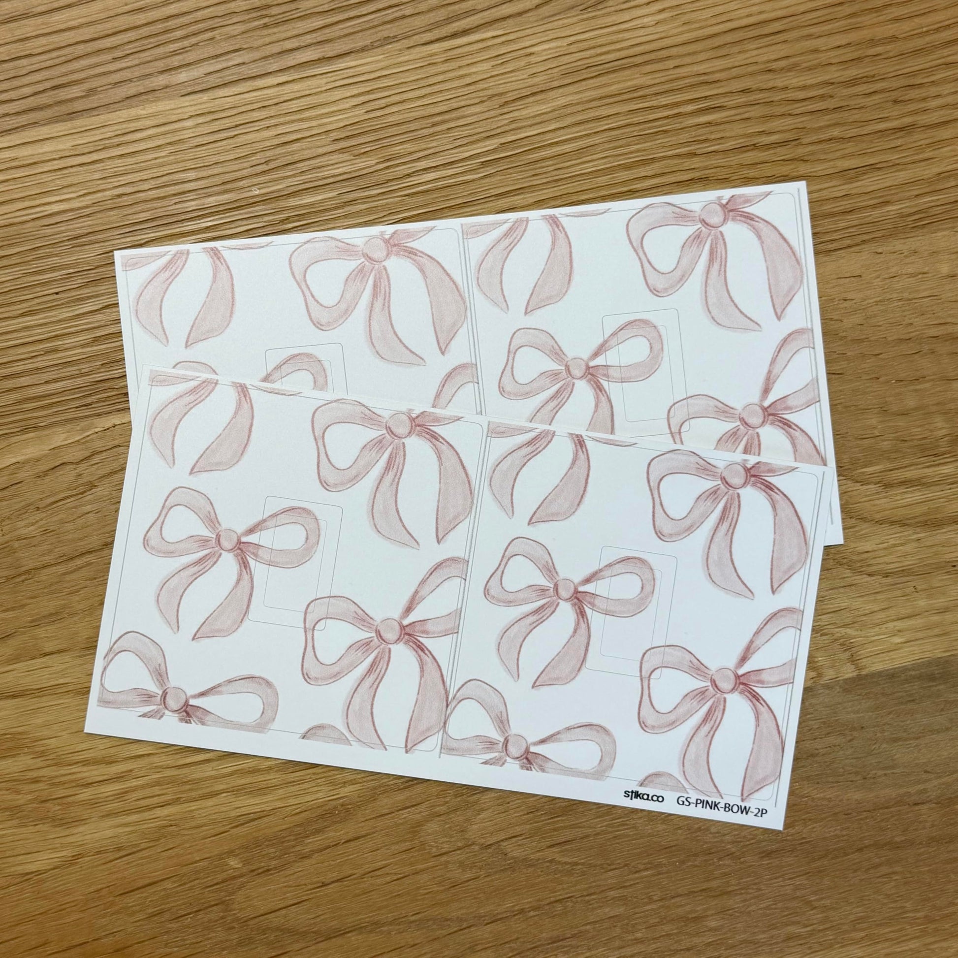 Pink bow light switch sticker detail and fitting example