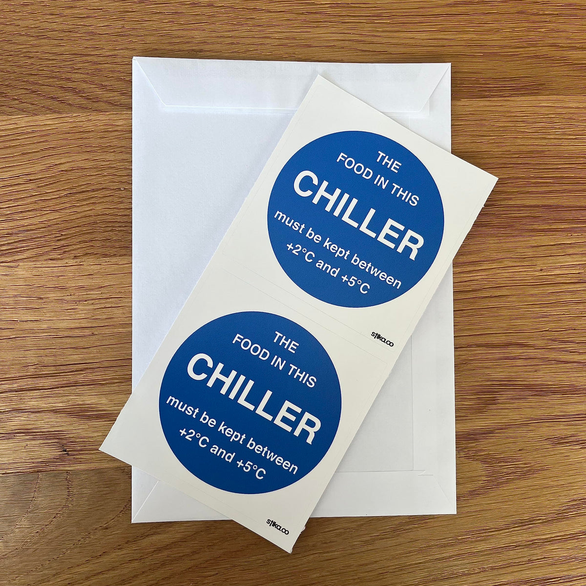 Chiller temperature safety sticker, 100 x 100mm