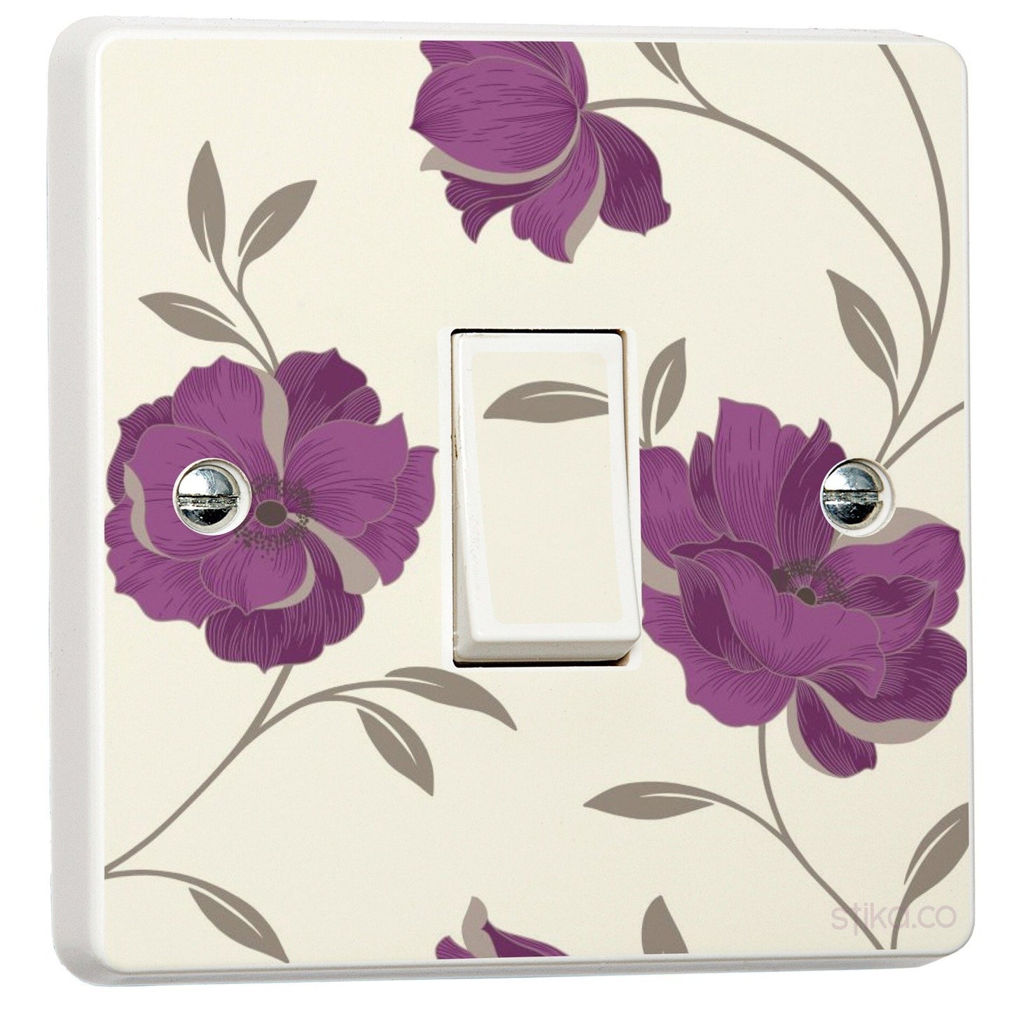 Floral Wallpaper printed vinyl cover sticker for a UK light switch
