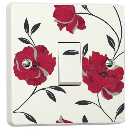 Floral Wallpaper light switch sticker for a compatible UK single or double switch