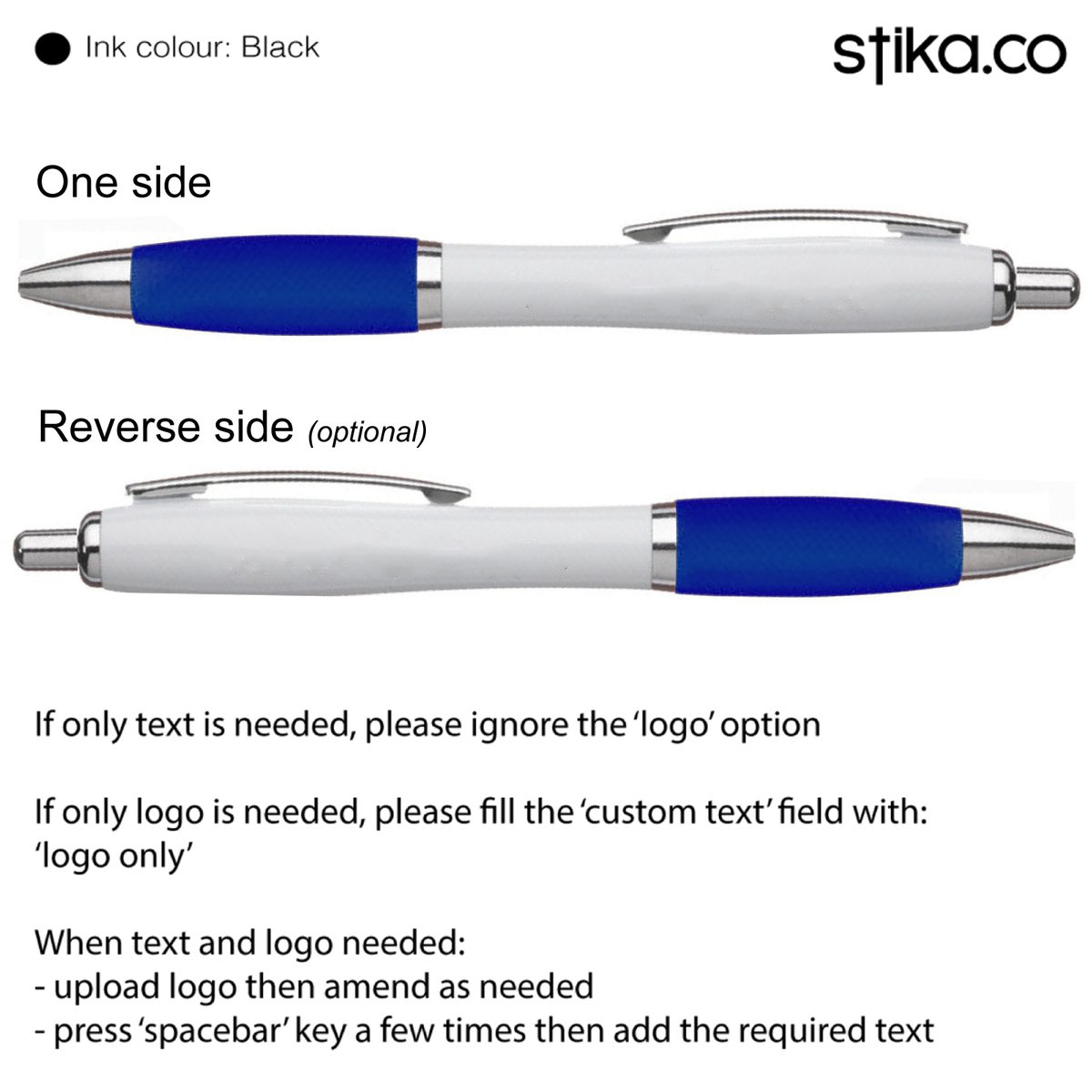 Custom printed blue promotional pen