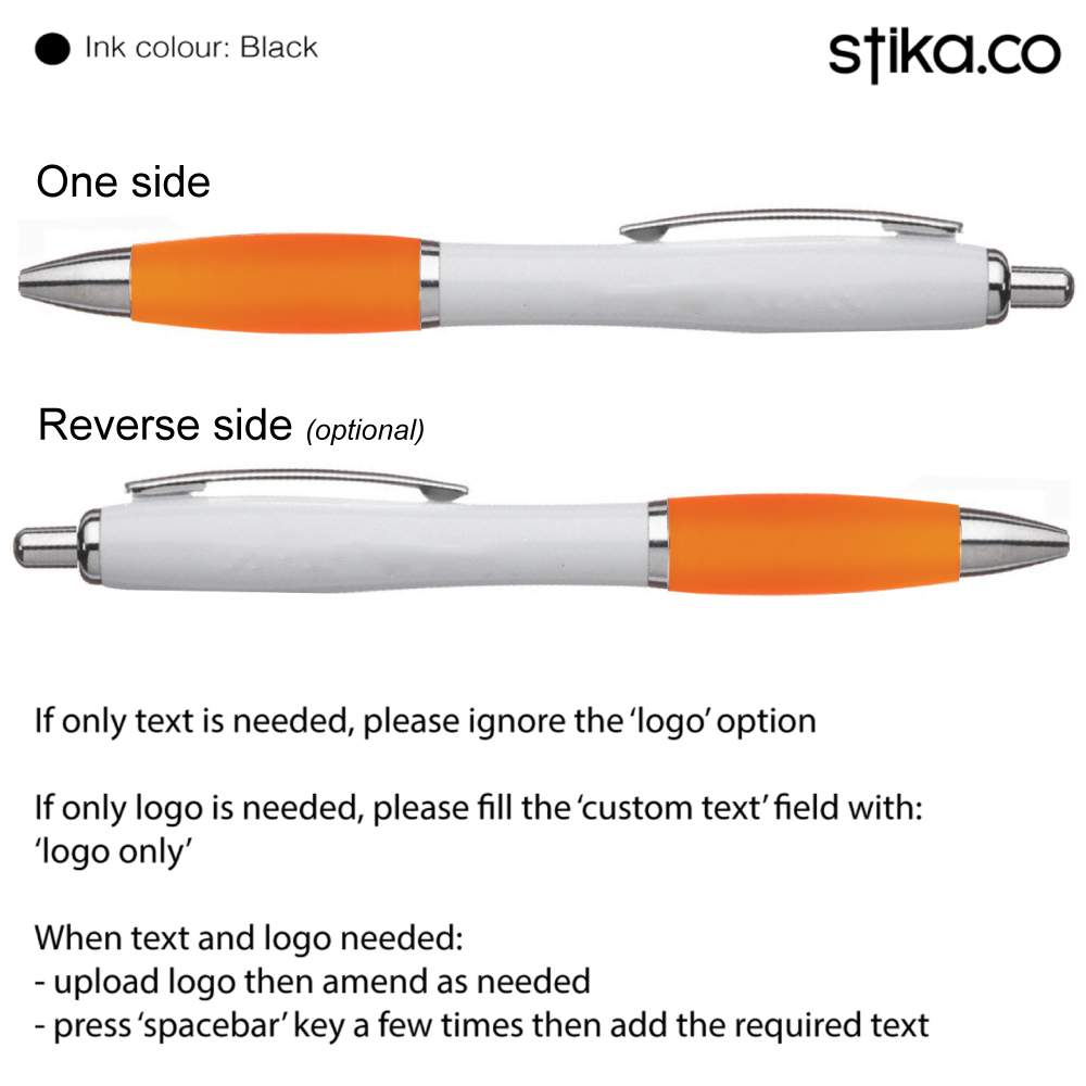 Custom orange pen with full-colour branding