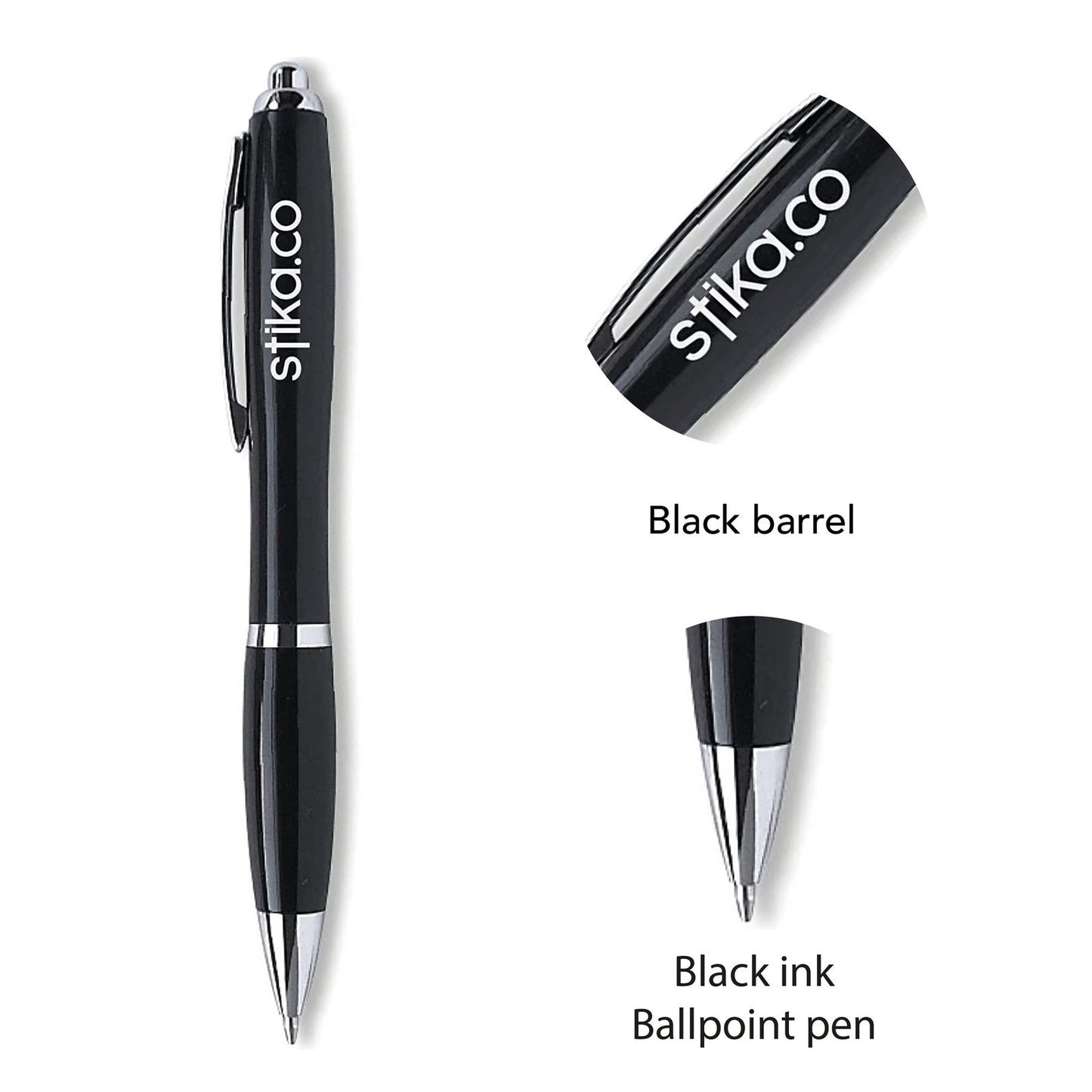 Personalised Black Gloss Pen custom printed with a business logo