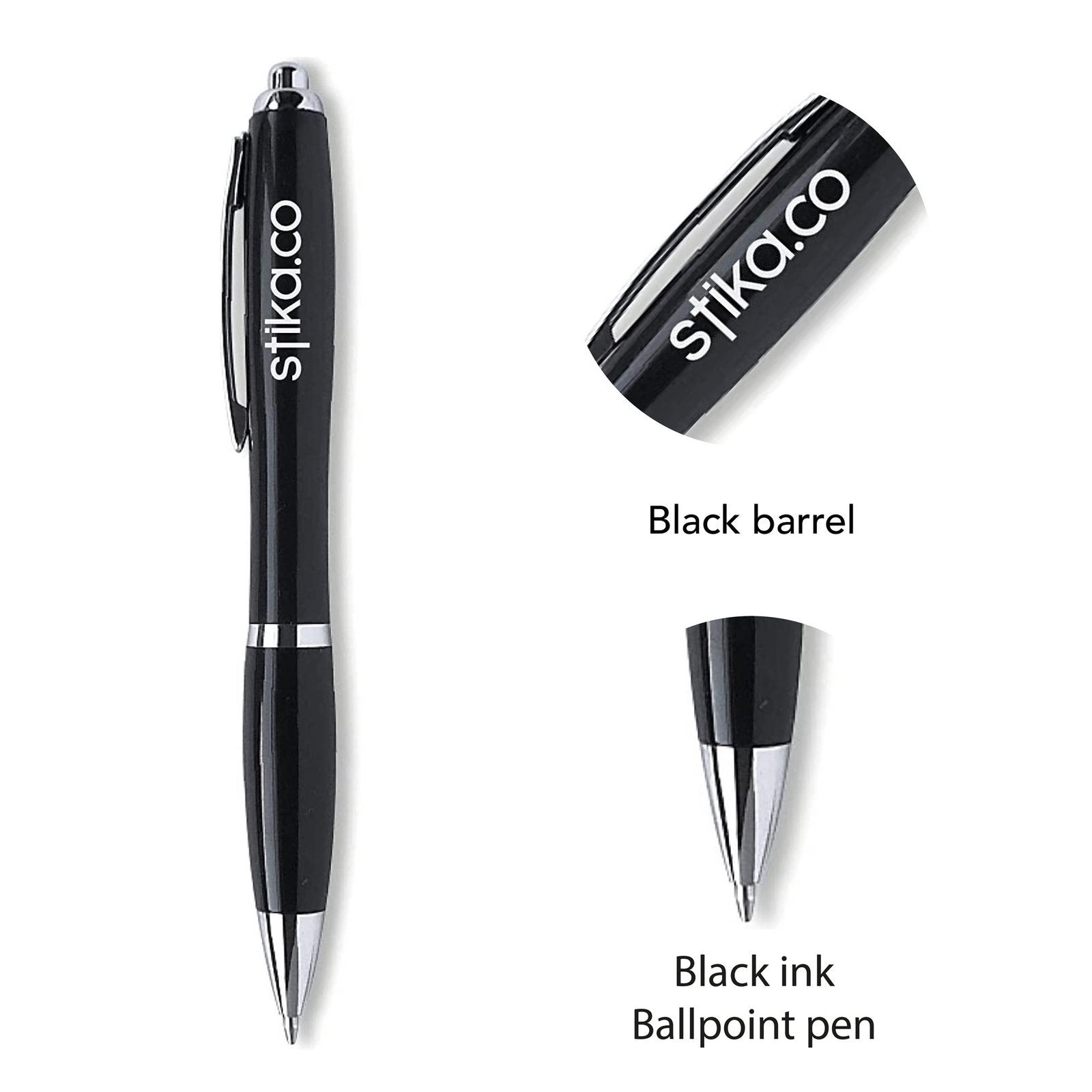 Personalised Black Gloss Pen custom printed with a business logo