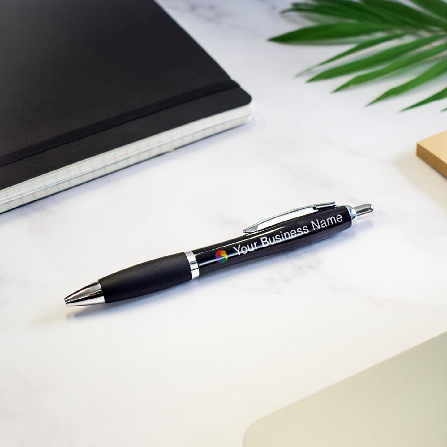 Personalised Black Gloss Pen custom printed with a business logo