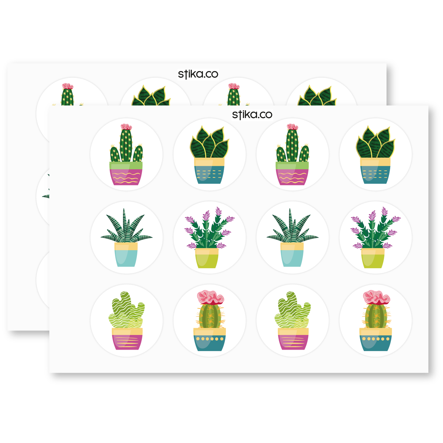 Cactus 40mm round self-adhesive paper labels