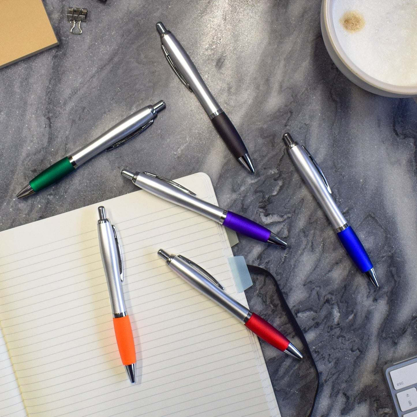 Personalised Silver Barrel Pen custom printed with a business logo