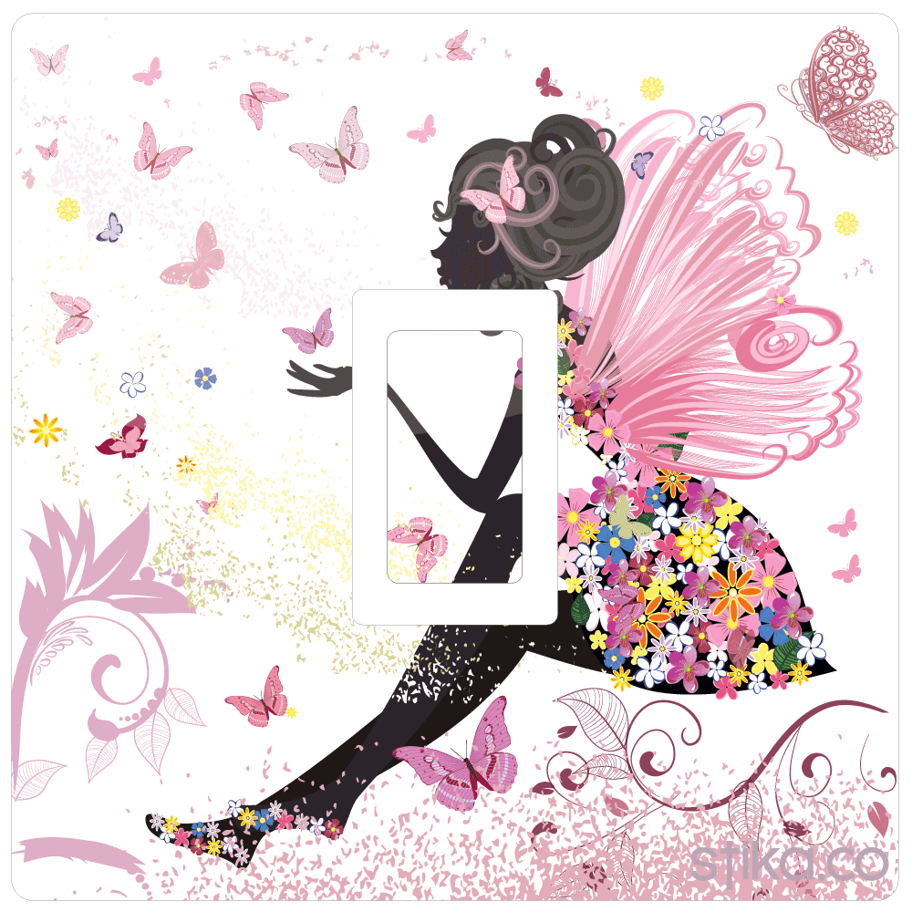 Set of 2 Fairy Pink Princess self-adhesive vinyl switch cover decals