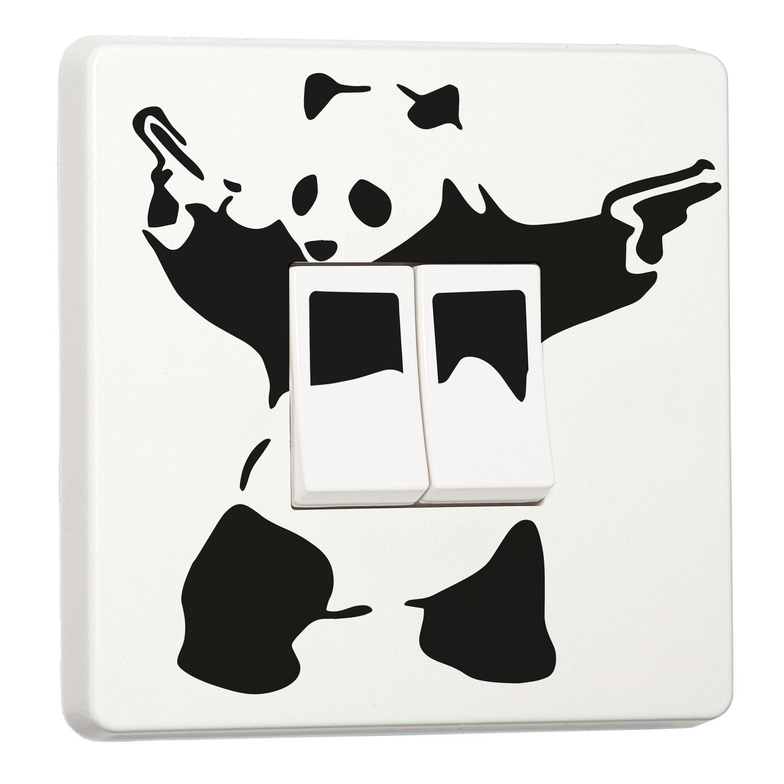 Banksy Panda printed vinyl cover sticker for a UK light switch