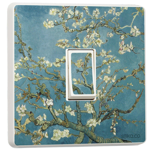 Van Gogh Blossom light switch sticker for a compatible UK single or double switch