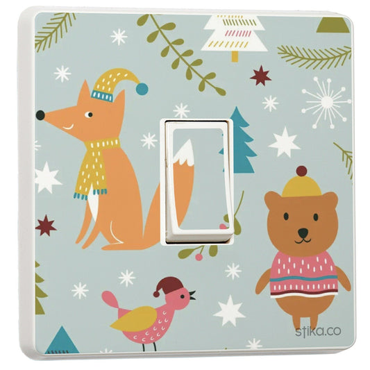 Christmas Woodland Animals light switch sticker for a compatible UK single switch