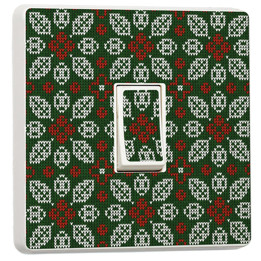 Christmas Scandi Print light switch sticker for a compatible UK single switch